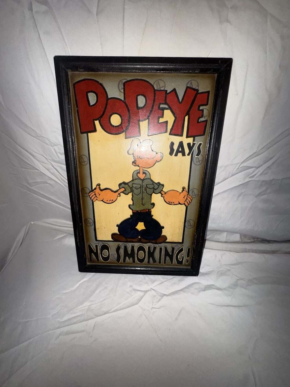 Popeye Says No Smoking Vintage Wooden Folk Art Sign